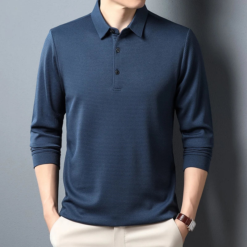 Herre Polo Langermet T-skjorte – Stilren Business Casual Top