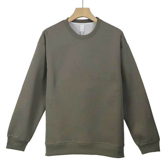Unisex Heavyweight Genser – Rund Hals, Ensfarget & Løs Passform | Casual & Sporty Stil