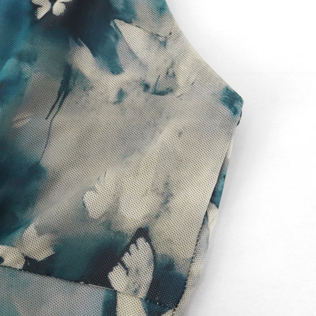 Sommerkjole med Sommerfugltrykk – Ermeløs Maxikjole med Stropper