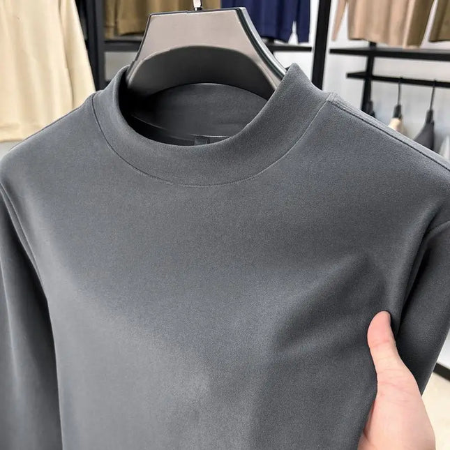 Varm Langermet Herre Underskjorte – Tykk Termisk Overdel med Fleecefôr | Perfekt som Baselayer til Høst og Vinter