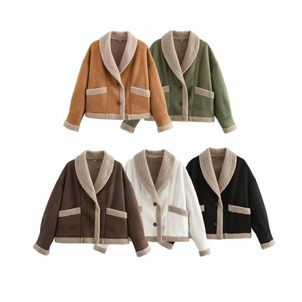 Dame Parkas i Fuskepels & Saueskinn-look – Varm Vintage Jakke | Løs Passform & Elegant Design