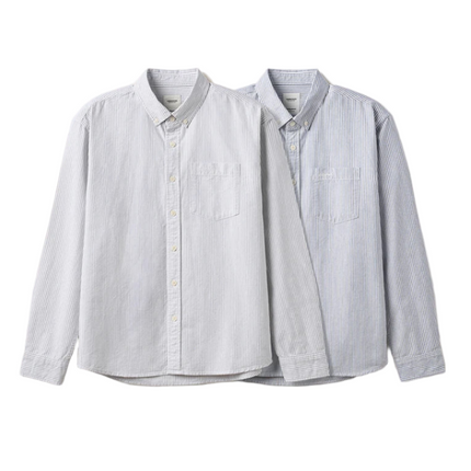 Klassisk Stripet Skjorte for Menn – Oversized Oxford Skjorte i 100 % Bomull | Smart Casual Stil til Høst og Vinter 2025