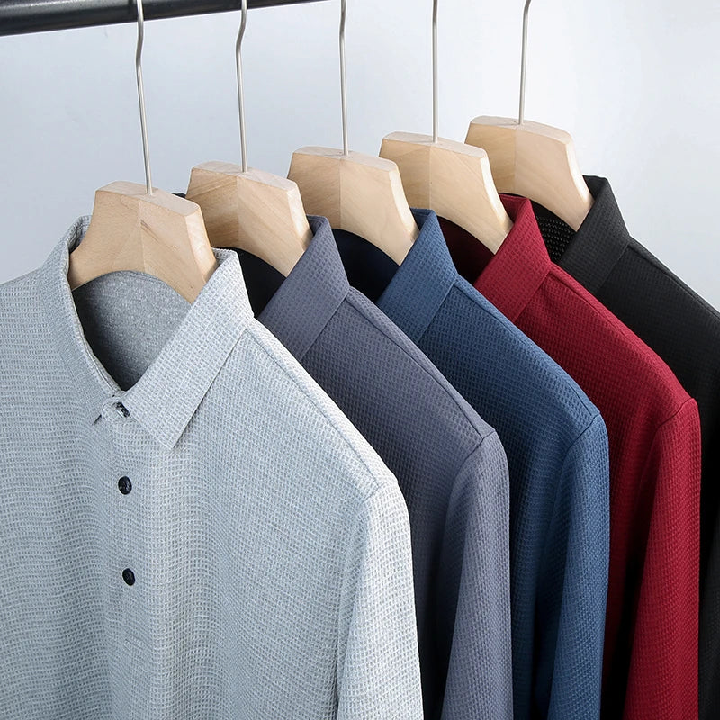 Herre Polo Langermet T-skjorte – Stilren Business Casual Top