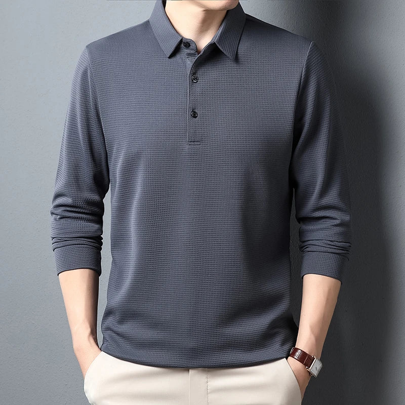 Herre Polo Langermet T-skjorte – Stilren Business Casual Top