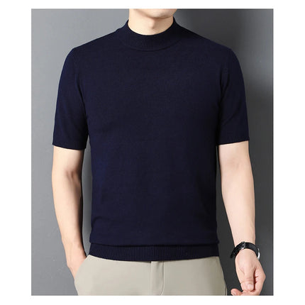 Kortermet Tynn Strikkegenser for Menn – Halvhøy Hals | Elegant og Pustende Genser i Flere Farger