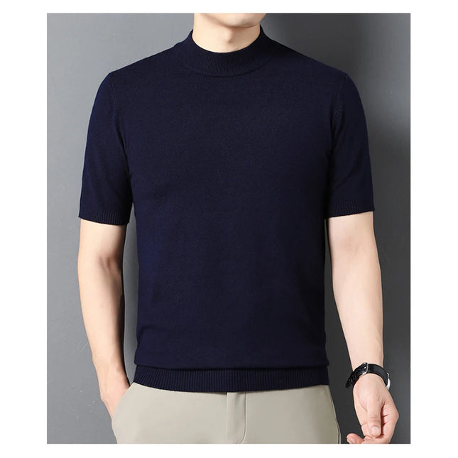 Kortermet Tynn Strikkegenser for Menn – Halvhøy Hals | Elegant og Pustende Genser i Flere Farger