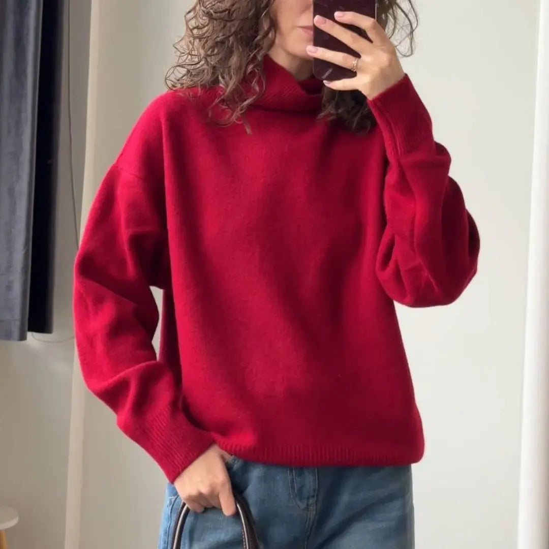 Ullgenser for Dame – Høyhalset Myk Strikkegenser med Lange Ermer | Varm, Klassisk & Komfortabel til Vinteren