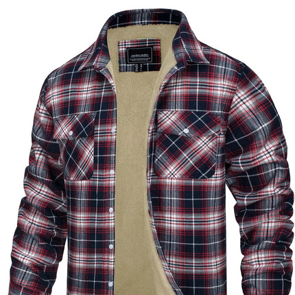 Herrejakke – Varm Flanellskjorte med Fleecefôr | Rutete Vinterjakke til Arbeid & Fritid