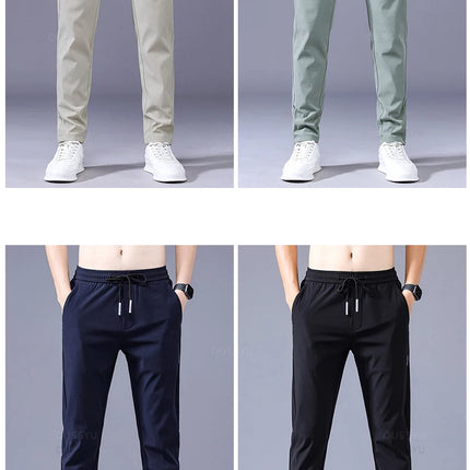 Tynne Herrebukser til Vår og Sommer – Grønn, Ensfarget med Applikasjonsdetaljer og Lommer