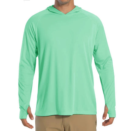 Herre UV-Beskyttende Hettegenser – UPF 50+ Langermet T-skjorte | Hurtigtørkende Sommer- & Treningsplagg