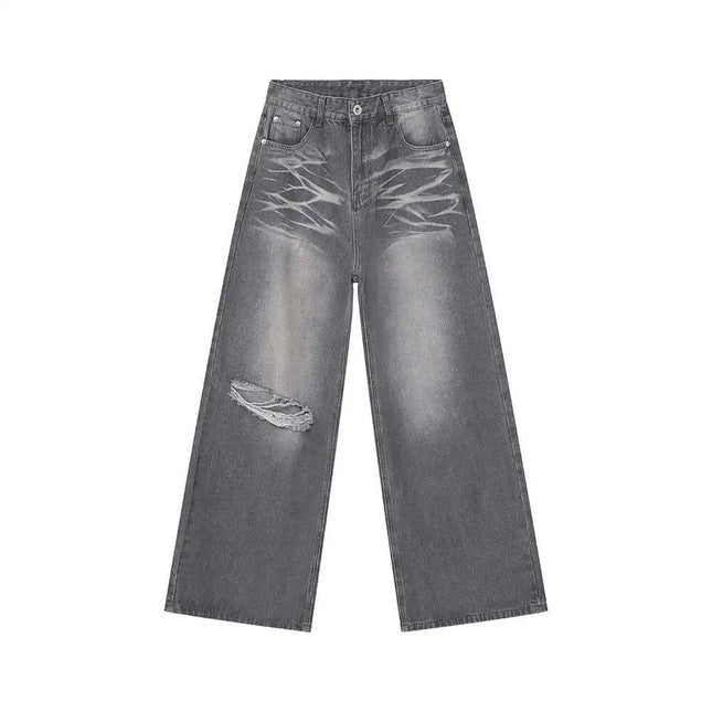 Trendy Jeans for Menn – Løse, Rette Bukser med Kontrastdetaljer | Sommerlige Wide Leg Denim Bukser i Streetwear-stil (2025)