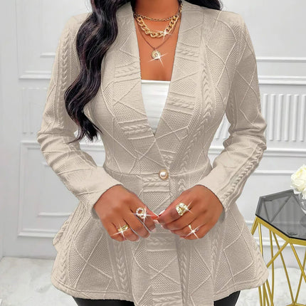 Elegant Dameblazer – Tykk Jacquard Jakke til Høst og Vinter