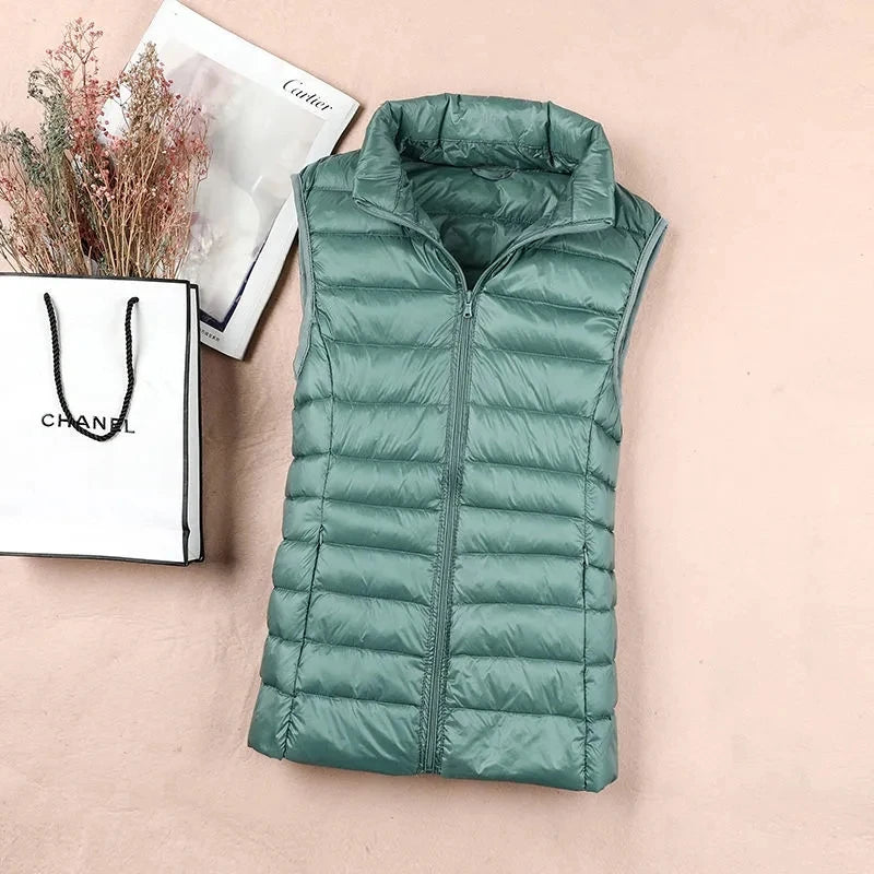 Dame Dunvest – Ultralett & Varm i Hvit Andedun | Puffer Vest Høst/Vinter 2025 (opptil 8XL)