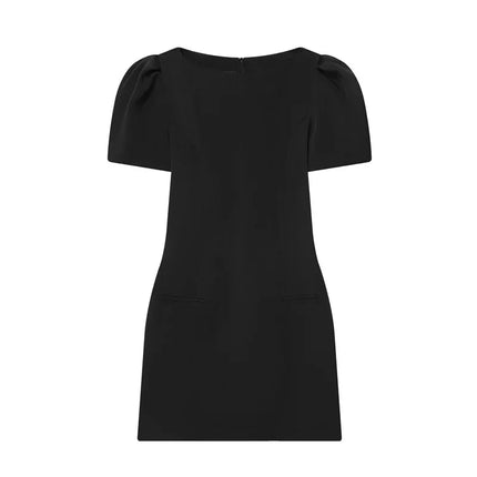 Elegant A-Line Minikjole for Dame – Kjole med Puffermer og Lommer