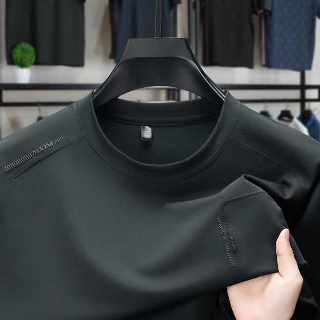 Sommer T-skjorte for Herre – Ensfarget Rund Hals | Komfortabel, Pustende og Elegant i Koreansk Stil