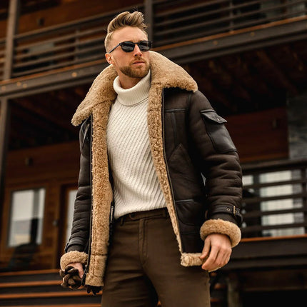 Herren-Jacke mit Fleecefutter – Vintage Cargo-Jacke mit Krage und Glidelås | Tykk Vinterjakke mit Lommer (2025)