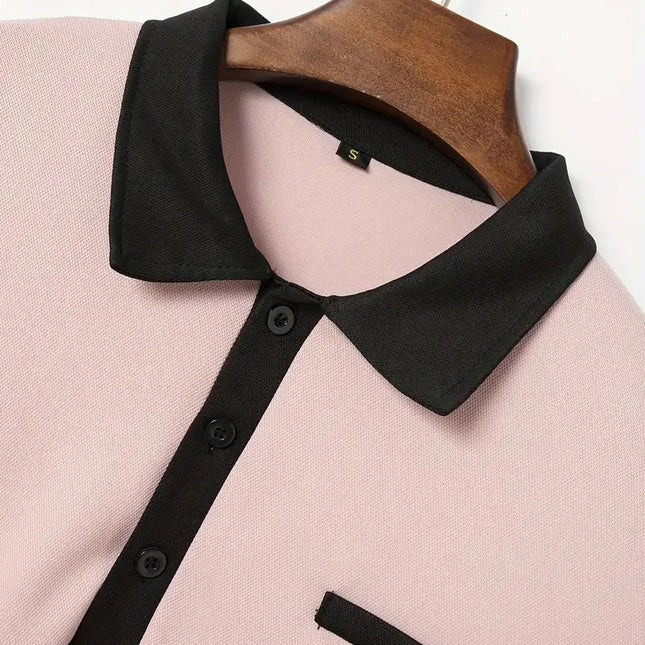 Langermet Polo for Menn – Klassisk Business-Casual Skjorte med Krage (Vår & Høst)