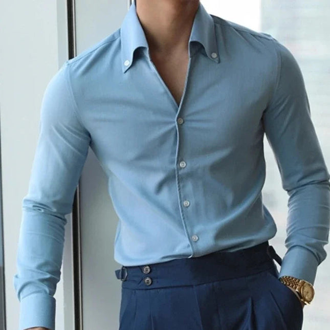 Italiensk Herreskjorte med Krage – Strykefri Slim Fit Skjorte | Elegant og Moderne Skjorte til Business og Fritid