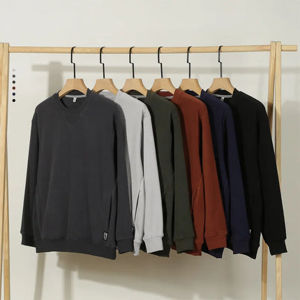 Varm Fleecegenser for Menn – Tykk 300G Langermet Genser med Lomme | Myk, Ensfarget og Komfortabel til Høst og Vinter