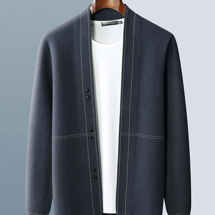 Herre Strikket Ulljakke – Varm Business Cardigan i Kasjmirblanding