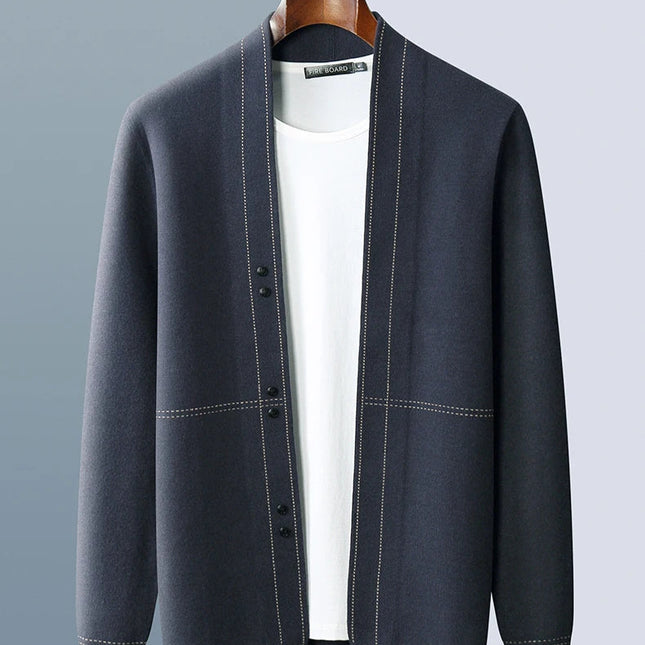 Herre Strikket Ulljakke – Varm Business Cardigan i Kasjmirblanding