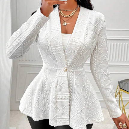 Elegant Dameblazer – Tykk Jacquard Jakke til Høst og Vinter