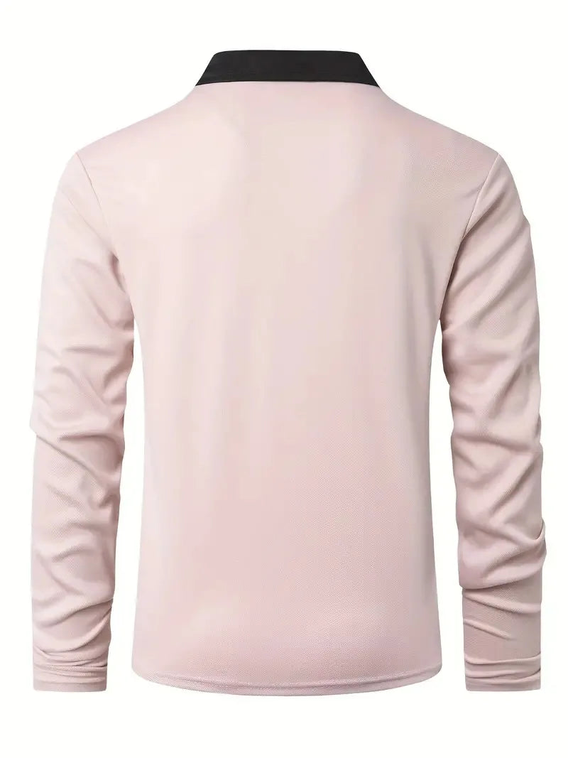 Langermet Polo for Menn – Klassisk Business-Casual Skjorte med Krage (Vår & Høst)