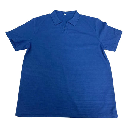 Vaffelstrikket Polo T-skjorte for Herre – Kortermet V-hals med Krage (Sommer 2024)