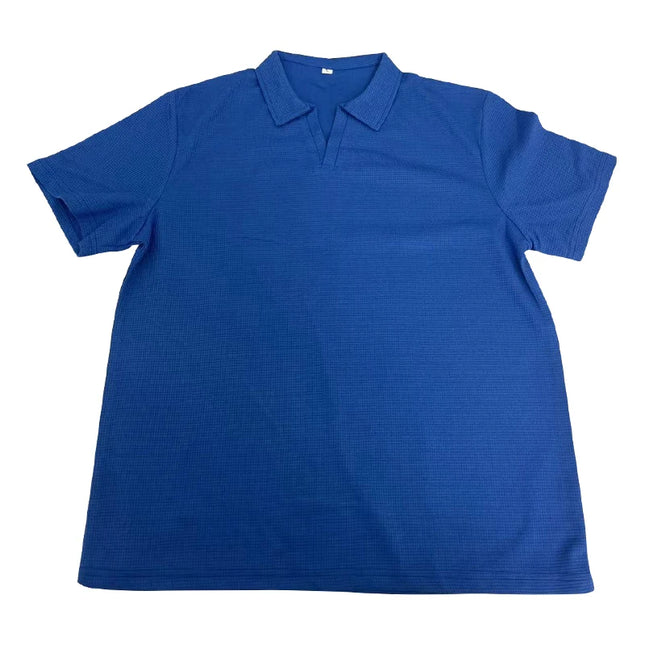 Vaffelstrikket Polo T-skjorte for Herre – Kortermet V-hals med Krage (Sommer 2024)