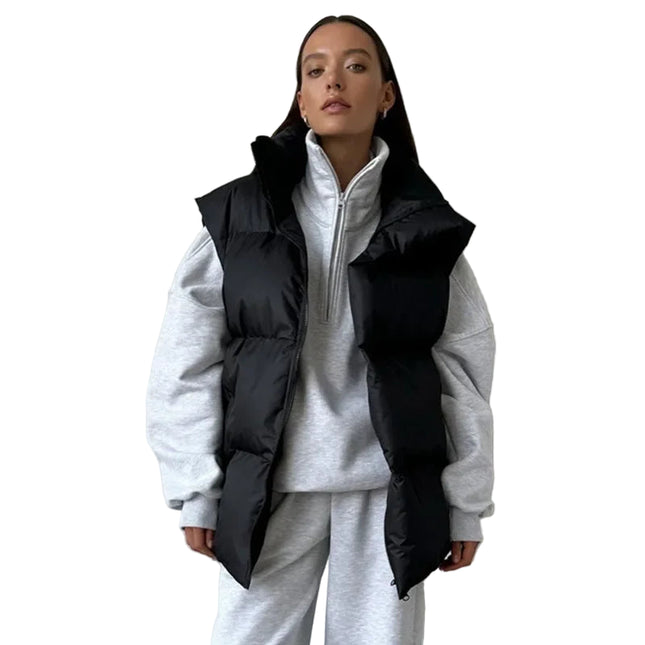 Dame Vintervest i Bomull – Ermeløs & Varm | Casual Sportslig Vestjakke