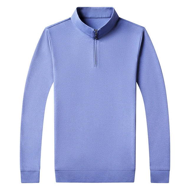 Eksklusiv Polo Genser med Glidelås – Langermet Herretopp i Ensfarget Design