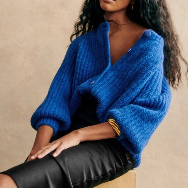 Y2K-Inspirert Strikkegenser for Kvinner – Løs Cardigan med Knapper | Myk og Trendy Genser til Høst og Vinter