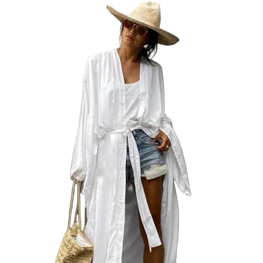 Sommer Kimono Strandkjole – Lett omslagskjole med belte