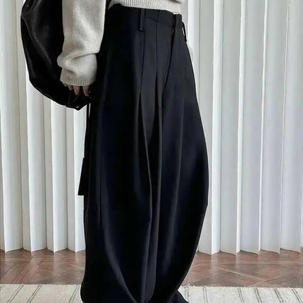 Vinterbukser for Kvinner – Høyt Liv og Vide Ben | Tykk, Elegant og Varm Bukse i Minimalistisk Stil