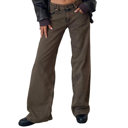 Y2K Baggy Jeans – Lav Midje & Vide Bein for Kvinner