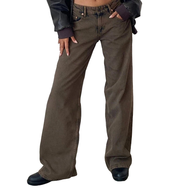 Y2K Baggy Jeans – Lav Midje & Vide Bein for Kvinner