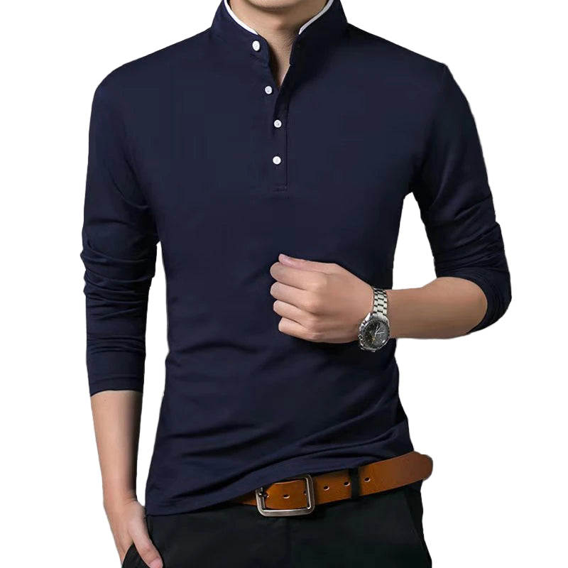 Herre Polo T-skjorte – Langermet, Pustende & Komfortabel | Business Casual & Sommer
