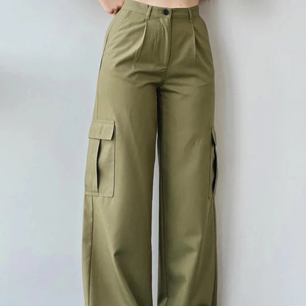 Vintage Cargo Bukser til Dame – Trendy Y2K Parachute Pants i Beige