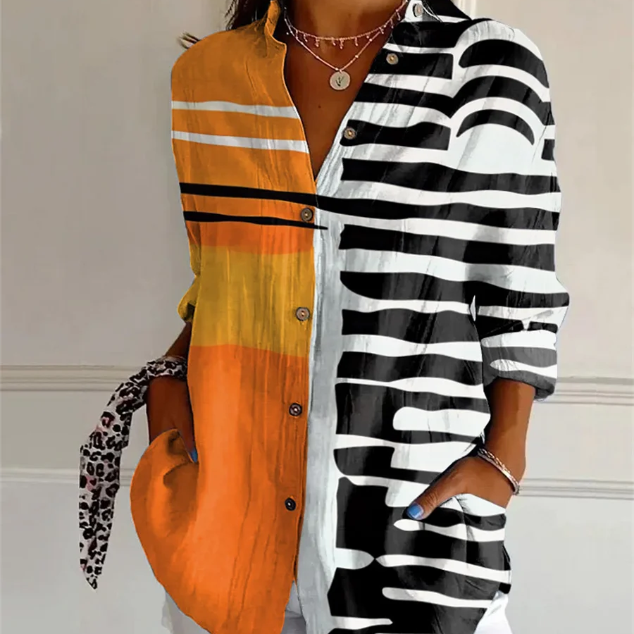 Sommerlig Hawaii-skjorte for Kvinner – 3D Iskrem-Print, Oversize Passform & Festlig Stil