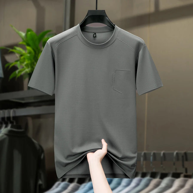 Sommer T-skjorte for Herre – Ensfarget Rund Hals | Komfortabel, Pustende og Elegant i Koreansk Stil