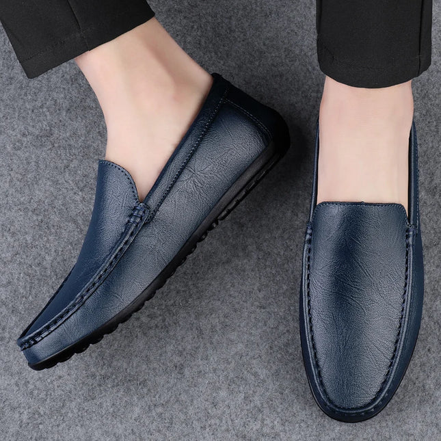 Herre Loafers i Ekte Skinn – Håndlagde Slip-on Mokasiner med Myk Såle