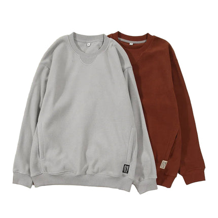 Varm Fleecegenser for Menn – Tykk 300G Langermet Genser med Lomme | Myk, Ensfarget og Komfortabel til Høst og Vinter