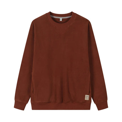 Varm Fleecegenser for Menn – Tykk 300G Langermet Genser med Lomme | Myk, Ensfarget og Komfortabel til Høst og Vinter