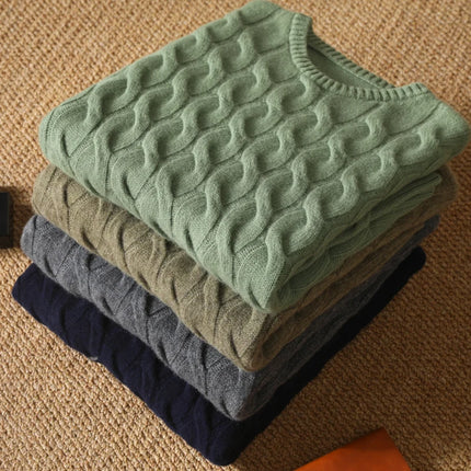 Vintergenser i 100 % Ull for Menn – Myk, Tyk og Løs Passform | Klassisk Rund Hals for Business og Casual Stil