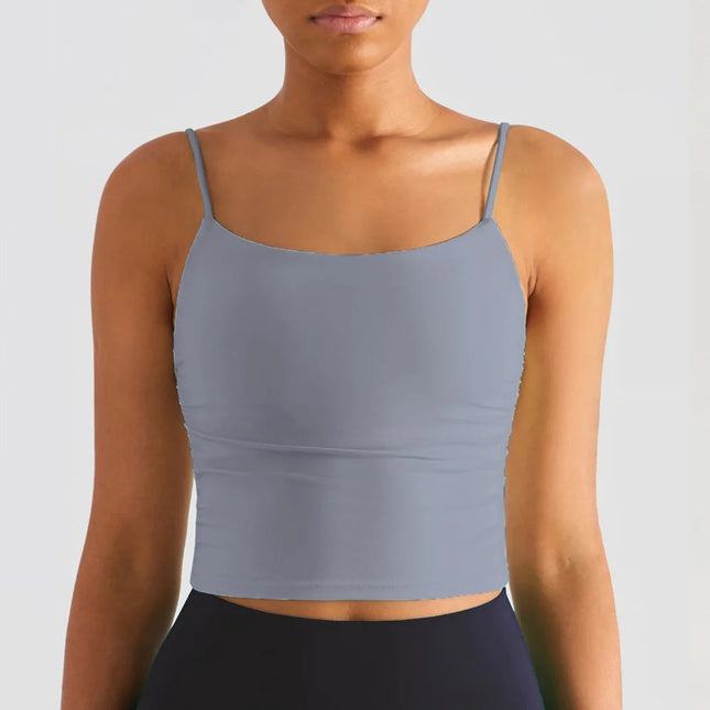 Treningstopp for dame – Sexy yoga-vest med folder, push-effekt og integrerte innlegg