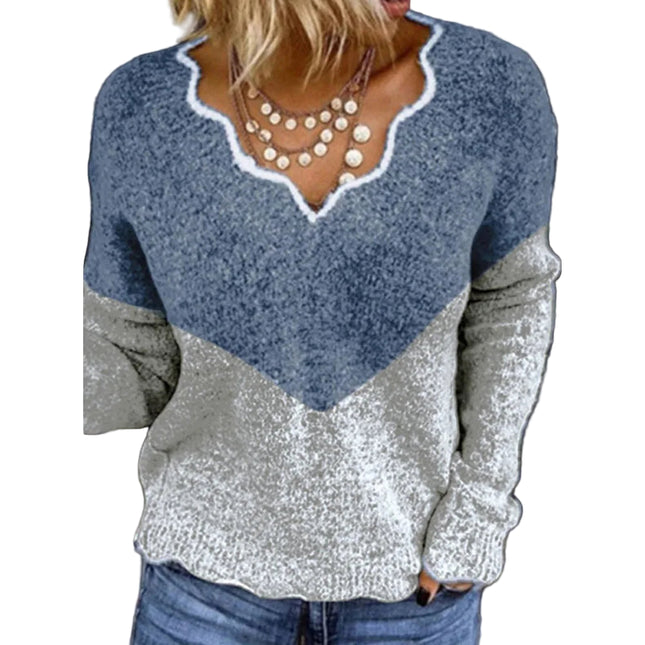 Søt Strikkegenser med V-hals – Elegant og Komfortabel til Høst og Vinter