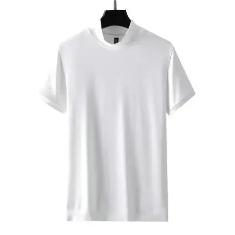 Klassisk Y2K Turtleneck T-skjorte for Herre – Kortermet Streetwear i Myk Modal