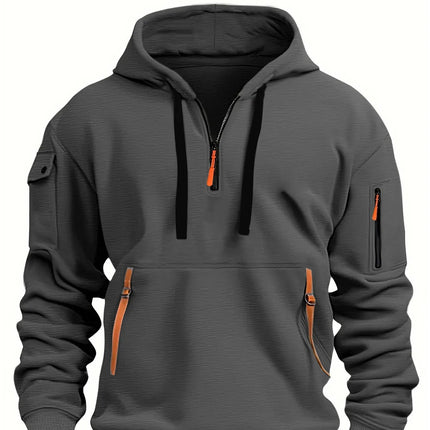 Unisex fleece hettegenser med glidelåslommer – løs passform, store størrelser