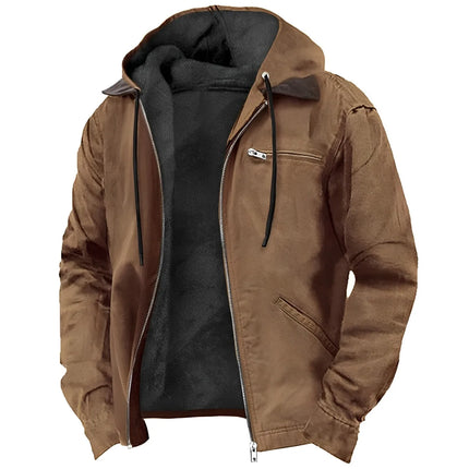 Vinter Hettejakke for Menn – Myk Bomull & Fløyel | Varm Hettegenser med Glidelås og Lommer til Høst og Vinter