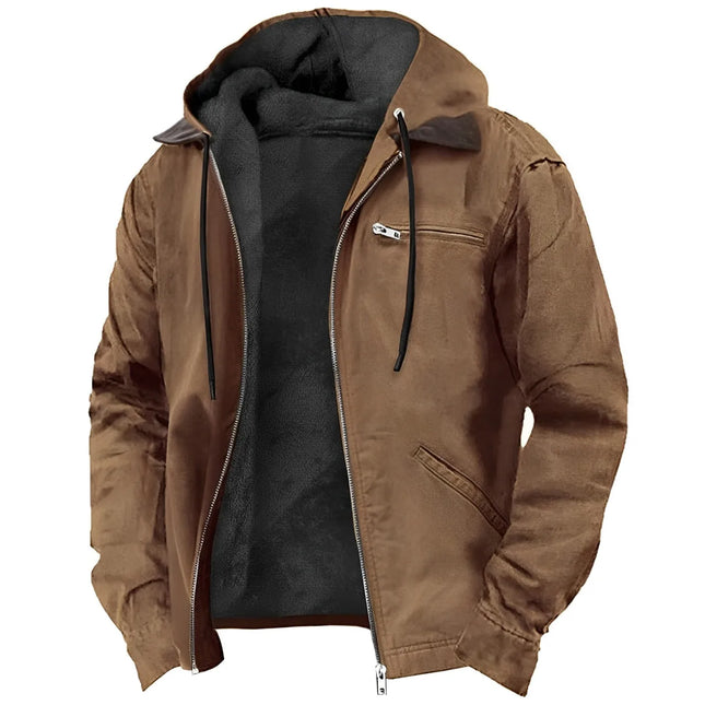 Vinter Hettejakke for Menn – Myk Bomull & Fløyel | Varm Hettegenser med Glidelås og Lommer til Høst og Vinter